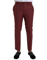 Dolce & Gabbana Maroon Wool Men Skinny Dress Pants -   -  Dolce & Gabbana.